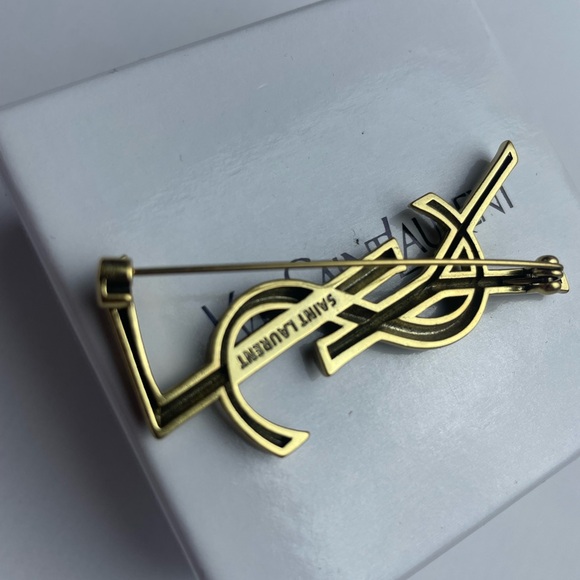 Yves Saint Laurent Gold-Tone Logo Brooch - Picture 6 of 6